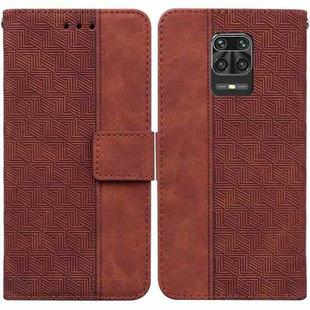 For Xiaomi Redmi Note 9 Pro / Note 9S Geometric Embossed Leather Phone Case(Brown)