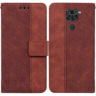 For Xiaomi Redmi Note 9 / 10X 4G Geometric Embossed Leather Phone Case(Brown)