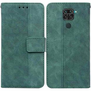 For Xiaomi Redmi Note 9 / 10X 4G Geometric Embossed Leather Phone Case(Green)