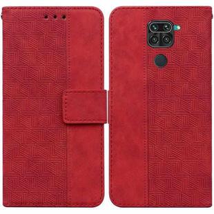 For Xiaomi Redmi Note 9 / 10X 4G Geometric Embossed Leather Phone Case(Red)