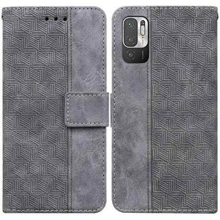 For Xiaomi Redmi Note 10 5G / Poco M3 Pro Geometric Embossed Leather Phone Case(Grey)