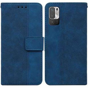 For Xiaomi Redmi Note 10 5G / Poco M3 Pro Geometric Embossed Leather Phone Case(Blue)