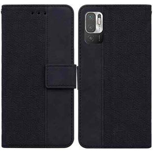 For Xiaomi Redmi Note 10 5G / Poco M3 Pro Geometric Embossed Leather Phone Case(Black)