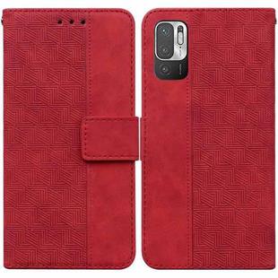 For Xiaomi Redmi Note 10 5G / Poco M3 Pro Geometric Embossed Leather Phone Case(Red)