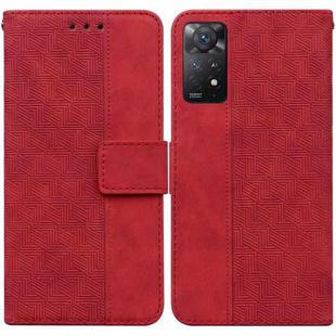 For Xiaomi Redmi Note 11 Pro 5G / 4G Foreign Version Geometric Embossed Leather Phone Case(Red)