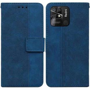 For Xiaomi Redmi 10C Geometric Embossed Leather Phone Case(Blue)