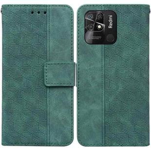 For Xiaomi Redmi 10C Geometric Embossed Leather Phone Case(Green)