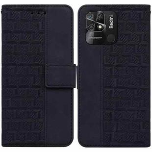 For Xiaomi Redmi 10C Geometric Embossed Leather Phone Case(Black)