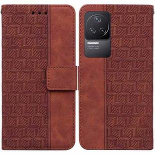 For Xiaomi Redmi K40S Geometric Embossed Leather Phone Case(Brown)