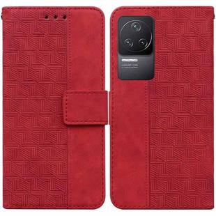 For Xiaomi Redmi K40S Geometric Embossed Leather Phone Case(Red)