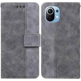 For Xiaomi Mi 11 Geometric Embossed Leather Phone Case(Grey)