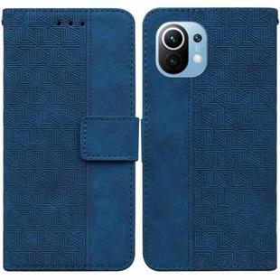 For Xiaomi Mi 11 Geometric Embossed Leather Phone Case(Blue)