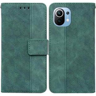 For Xiaomi Mi 11 Geometric Embossed Leather Phone Case(Green)