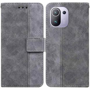 For Xiaomi Mi 11 Pro Geometric Embossed Leather Phone Case(Grey)