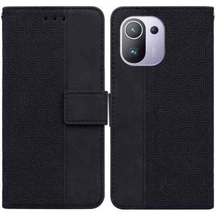 For Xiaomi Mi 11 Pro Geometric Embossed Leather Phone Case(Black)