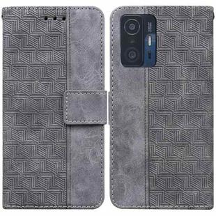 For Xiaomi Mi 11T / 11T Pro Geometric Embossed Leather Phone Case(Grey)