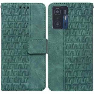 For Xiaomi Mi 11T / 11T Pro Geometric Embossed Leather Phone Case(Green)