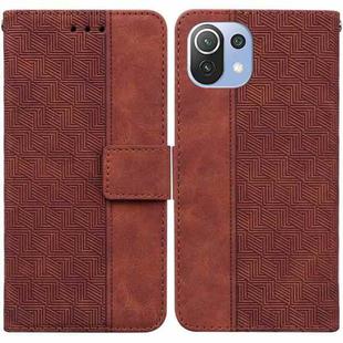 For Xiaomi Mi 11 Lite 5G / 4G Geometric Embossed Leather Phone Case(Brown)