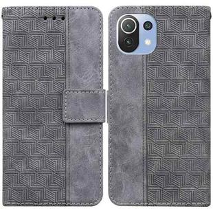 For Xiaomi Mi 11 Lite 5G / 4G Geometric Embossed Leather Phone Case(Grey)