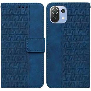 For Xiaomi Mi 11 Lite 5G / 4G Geometric Embossed Leather Phone Case(Blue)