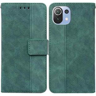 For Xiaomi Mi 11 Lite 5G / 4G Geometric Embossed Leather Phone Case(Green)
