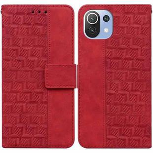 For Xiaomi Mi 11 Lite 5G / 4G Geometric Embossed Leather Phone Case(Red)