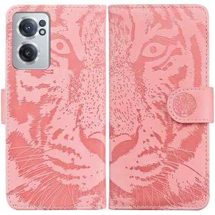 For OnePlus Nord CE 2 5G Tiger Embossing Pattern Horizontal Flip Leather Phone Case(Pink)