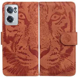 For OnePlus Nord CE 2 5G Tiger Embossing Pattern Horizontal Flip Leather Phone Case(Brown)