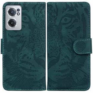 For OnePlus Nord CE 2 5G Tiger Embossing Pattern Horizontal Flip Leather Phone Case(Green)