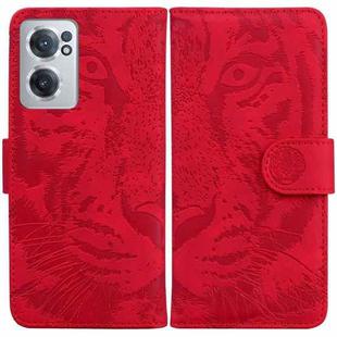 For OnePlus Nord CE 2 5G Tiger Embossing Pattern Horizontal Flip Leather Phone Case(Red)