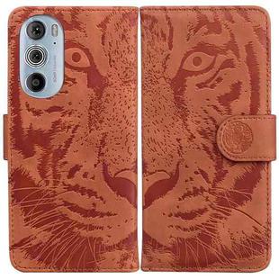For Motorola Edge+ 2022 Tiger Embossing Pattern Horizontal Flip Leather Phone Case(Brown)
