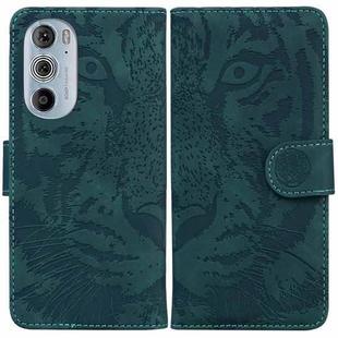 For Motorola Edge 30 Pro Tiger Embossing Pattern Horizontal Flip Leather Phone Case(Green)