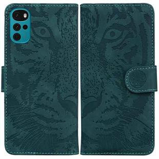 For Motorola Moto G22 Tiger Embossing Pattern Horizontal Flip Leather Phone Case(Green)