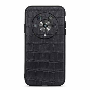 For Honor Magic4 Accurate Hole Crocodile Texture Genuine Leather Phone Case(Black)