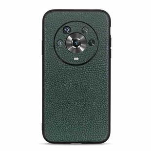 For Honor Magic4 Accurate Hole Litchi Texture Genuine Leather Phone Case(Green)