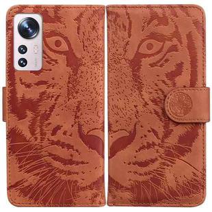 For Xiaomi 12 / 12X Tiger Embossing Pattern Horizontal Flip Leather Phone Case(Brown)