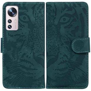 For Xiaomi 12 / 12X Tiger Embossing Pattern Horizontal Flip Leather Phone Case(Green)