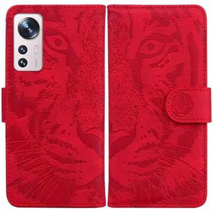 For Xiaomi 12 / 12X Tiger Embossing Pattern Horizontal Flip Leather Phone Case(Red)