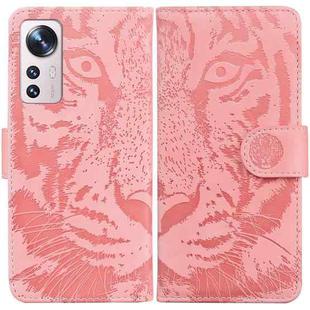 For Xiaomi 12 Pro Tiger Embossing Pattern Horizontal Flip Leather Phone Case(Pink)