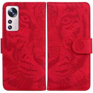For Xiaomi 12 Pro Tiger Embossing Pattern Horizontal Flip Leather Phone Case(Red)