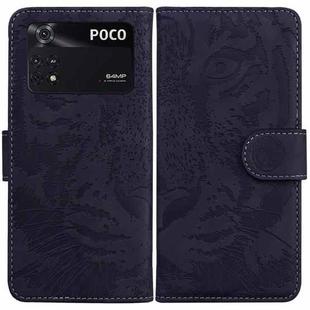 For Xiaomi Poco M4 Pro Tiger Embossing Pattern Horizontal Flip Leather Phone Case(Black)