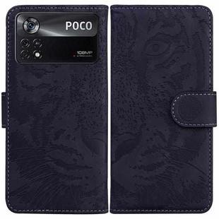 For Xiaomi Poco X4 Pro 5G Tiger Embossing Pattern Horizontal Flip Leather Phone Case(Black)