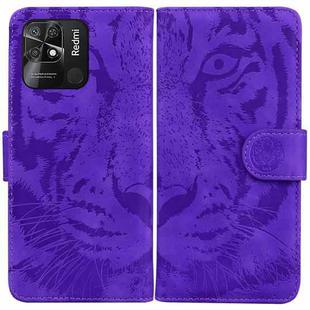 For Xiaomi Redmi 10C Tiger Embossing Pattern Horizontal Flip Leather Phone Case(Purple)