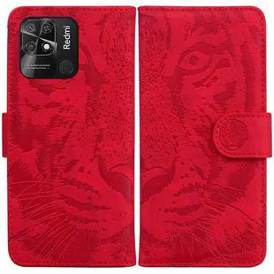 For Xiaomi Redmi 10C Tiger Embossing Pattern Horizontal Flip Leather Phone Case(Red)