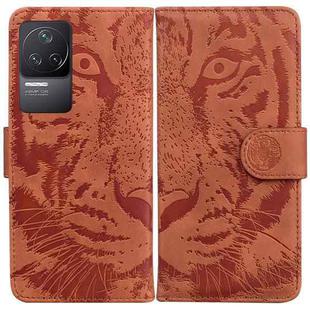 For Xiaomi Redmi K40S Tiger Embossing Pattern Horizontal Flip Leather Phone Case(Brown)