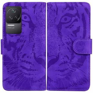 For Xiaomi Redmi K40S Tiger Embossing Pattern Horizontal Flip Leather Phone Case(Purple)