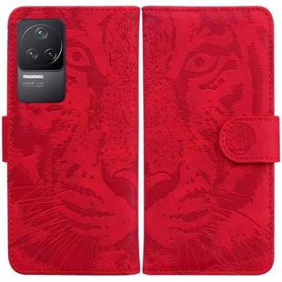 For Xiaomi Redmi K40S Tiger Embossing Pattern Horizontal Flip Leather Phone Case(Red)