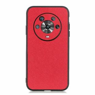 For Honor Magic4 Accurate Hole Cross Texture Genuine Leather Phone Case(Red)