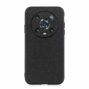 For Honor Magic4 Pro Accurate Hole Cross Texture Genuine Leather Phone Case(Black)