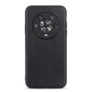 For Honor Magic4 Accurate Hole Lambskin Texture Genuine Leather Phone Case(Black)